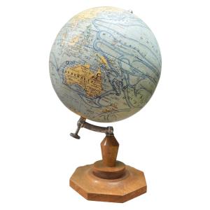 Antique School Globe J. Forest - Girard, Barrère & Thomas, Paris, Circa 1933-1935