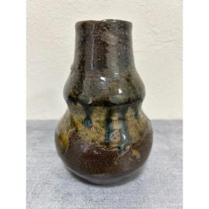 Très Joli Vase Coloquinte En Grès Eugène Lion, De Saint Amand En Puisaye