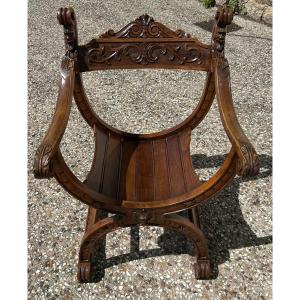 Armchair Said Dagobert In Carved Walnut Late 19th