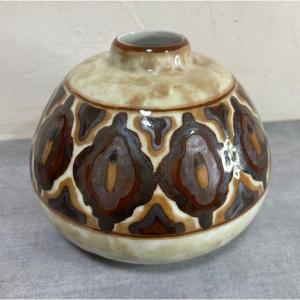 Camille Tharaud Limoge Porcelain Art Deco Flattened Ball Vase