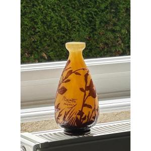 Acid-etched Glass Paste Vase By André Delatte Nancy