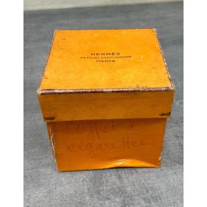 Hermès Paris Cigarette Box Covered In Burgundy And Bronze Leather