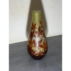 Emile Gallé Glass Vase With Cameo-etched Decoration, Acid-etched