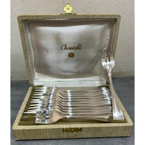 Christofle Spatours 12-piece Silver-plated Oyster Fork Set