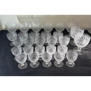 30 Baccarat Crystal Glasses, Rohan Pattern 