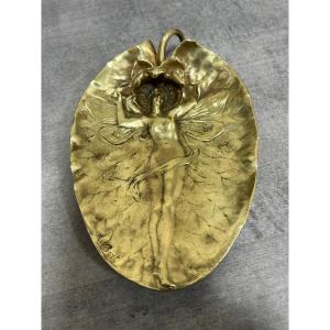 Alexander Vibert Bronze Pocket Organizer Art Nouveau Dragonfly Woman