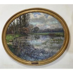 Oil On Cardboard By Marcel Henri émile Challulau (1887-1982)