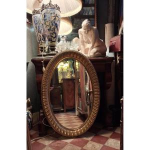 Mirror, Oval-shaped Gilt Glass 