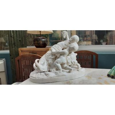 Group Of 2 Putti And A Goat In The Taste Of Capodimonte