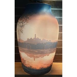 Acid Etched Landscape Vase Saint Louis Thomas Hass