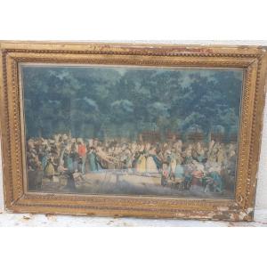 Promenade Publique 1792 .Philibert Louis Debucourt .aquatinte En Couleurs