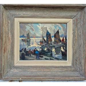 Fernand Jeanneau, Return From Fishing. Breton Painter