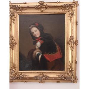 The Winter Follower Of Coypel Young Woman In The Muff Eighteenth Century