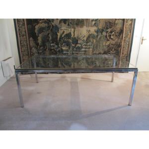 Glass, Steel And Bronze Dining Table. Circa 1975 - 1980