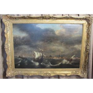 Large Dutch Navy On Panel. XIX S
