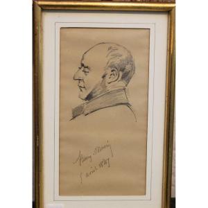 "male Profile" Drawing By Henry Monnier 1847