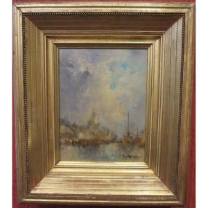"boats At Anchor" By Jean Etienne Karnec.
