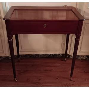 Rare Mahogany Money Changer's Desk, Stamped By Joseph Stockel.