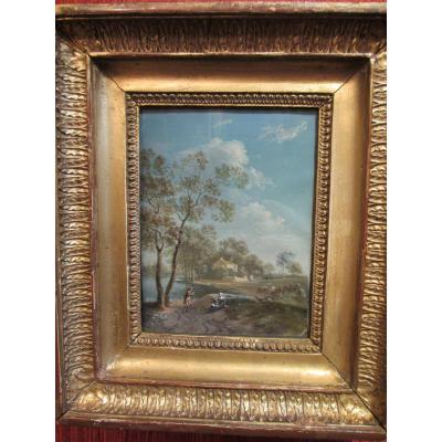 Gouache XVIII Century "scene Galante"