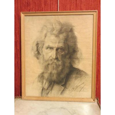 In Charcoal Drawing: Man Head.