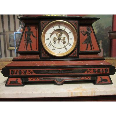 Marble Clock With Egyptian Decor