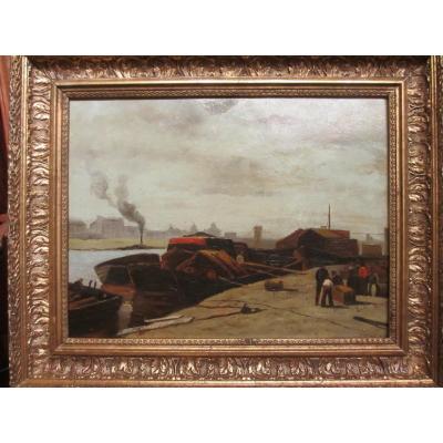 Oil On Panel, Port Scene