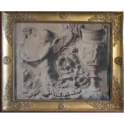 Charcoal Drawing Of A Classic Architectural Frieze, Circa 1810/1820