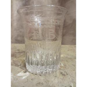 Glass Engraved With Flowers, Birds And A Number