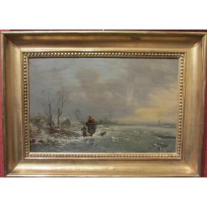 "winter Walk" Oil On Cardboard XIXs.