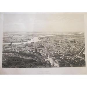 Air Travel In France, Lithograph Of The City Of Toulouse.