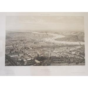 Air Travel In France, Lithograph Of The City Of Bordeaux.