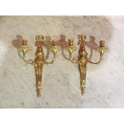 Pair Of Wall Louis XVI Gilt Bronze