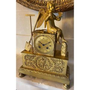 Gilt Bronze Clock With Gardener Cupid, Restoration Period
