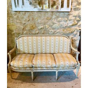 Louis XVI Period Rechampi Wooden Sofa 