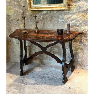 Italian Console Table With Marquetry Decoration, 18th Century