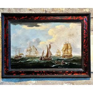 Dutch Seascape, Oil On Panel, 17th Century, Signed W. Vitringa
