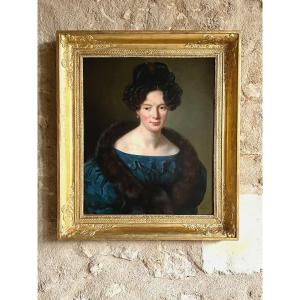 Portrait Of A Woman Signed Vaudechamp. 19th Century 