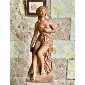 Young Woman , Terracotta Signed François Lucas . 18th Century