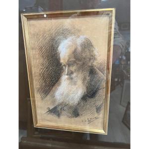 Pastel Pencil Drawing Self-portrait By Augustin Zwiller