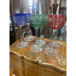 Series Of Six Saint-louis Wine Glasses Verre Du Rhin