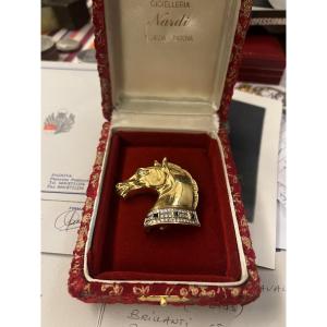 Gold, Diamond And Sapphire Brooch From Maison Nardi With Horse Head