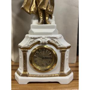 Saxon Porcelain Clock Representing Napoleon I