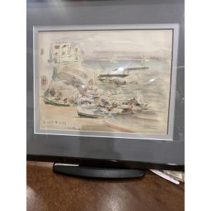 Watercolor Signed Paul Jean Decrind Known As Le Pol