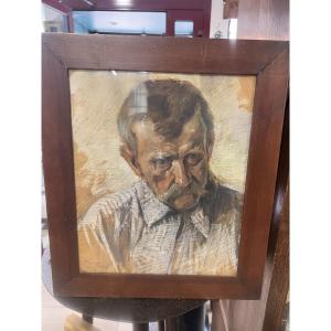 Watercolor And Gouache Portrait Of A Man By René Kuder 1904