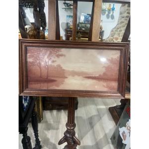 Glass Painting Engraved By Jacques Gruber Lake Landscape