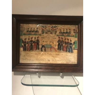 Aquarelle Brevet De Maitre De Pointe, Escrime Daté 1834