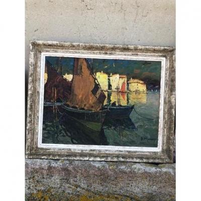 Oil On Panel D. Manago Marine Sailboats