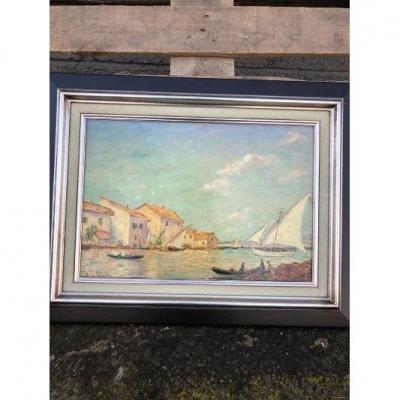 Oil Signed Henry Gerard View Of Venice