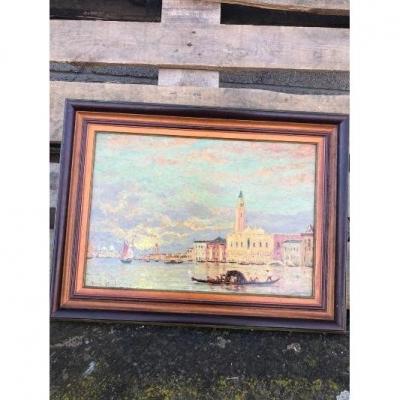 Oil Painting Signed Henry Gerard View Of Martigue