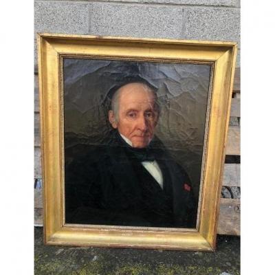 Oil On Canvas Portrait Of A Man Signed Henri Beltz 1842 Original Golden Frame